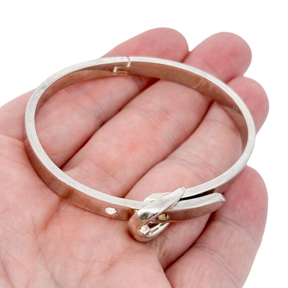 Vintage Sterling Silver 925 27.7 Grams Belt Buckle Bangle Bracelet 6.5"-7" - Picture 1 of 10